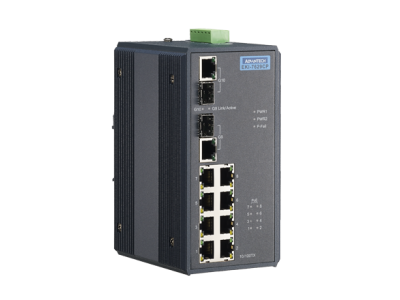 8-Port Industrial PoE Switch with 2 Gigabit Fiber/Copper Combo Ports