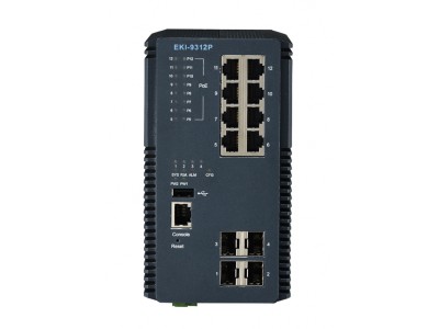 12-Port Industrial-Class All-Gigabit Managed Switch with 8 x PoE, 4 x SPF