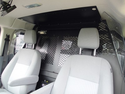 Front partition for 2015 -2016 Ford Transit window van with low roof and side swing out or sliding doors