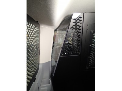 Front partition for 2015 -2016 Ford Transit window van with low roof and side swing out or sliding doors
